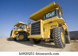 Yellow mining trucks