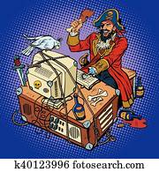 תוכנה, piracy,, ה, האקר, סרן