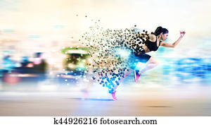 Athletic woman fast runner