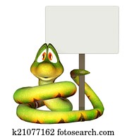 Cartoon snake holding a blank sign Cartoon snake holding a blank sign