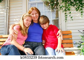 familia, en, un, casa