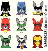 French Bulldog heroes icons French Bulldog heroes icons