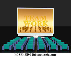 gemeinschaftsarbeit, leerer, kino, zimmer