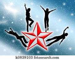 Happy woman on the star