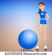 mujer, hacer, condición física, con, pelota