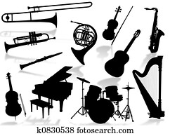 Musical instruments silho Musical instruments silho