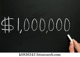 One million dollars, written on a blackboard.