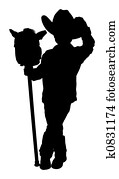 Silhouette With Clipping Path of Little Cowboy Silhouette With Clipping Path of Little Cowboy