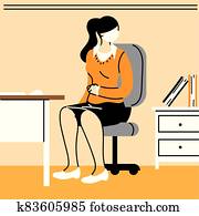 business woman wears mask and keeps distance in office