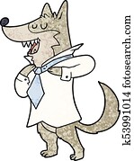 Sticker Of A Cartoon Office Wolf Getting Dressed Clip Art K65937347 Fotosearch