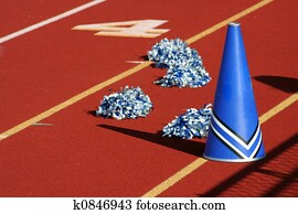 Cheerleader pom poms and megaphone Cheerleader pom poms and megaphone