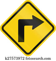 Stock Photo of Curve ahead sign on country road. u26120332 ...