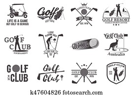 Set of Golf club concept with golfer silhouette. Set of Golf club concept with golfer silhouette.