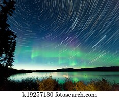 Startrails Northern Lights display Lake Laberge