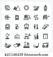 Travel and Vacation icons set