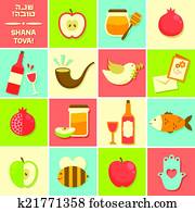 ícones, para, rosh hashanah