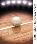 כדור עף, ב, a, חזר, עם, איצטדיון, תאורה, עם, חדר, ל, טקסט, או, העתק, space.