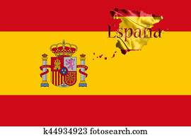 スペイン語 国旗 で 国 名前 書かれた 上に それ ３ｄ