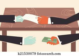 Corruption drawing illustrator conceptual cartoon.