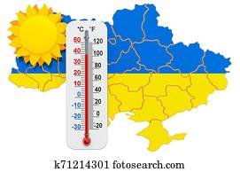 Heat in Ukraine concept. 3D rendering Heat in Ukraine concept. 3D rendering