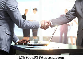 事務, handshake.