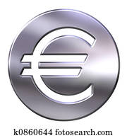 3D Silver Euro Currency