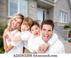 familia, cerca, nuevo, house.