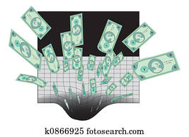 geld, wesen, gesogen, in, a, schwarzes loch