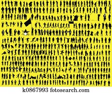 hundreds of  silhouette