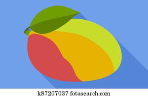 Mango fruit icon, flat style Mango fruit icon, flat style
