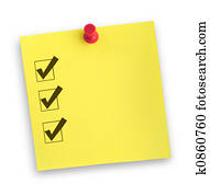 note with completed checklist