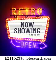Retro Showtime Sign Vector Retro Showtime Sign Vector