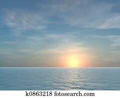 פתוח, טרופי, ים, עלית שמש, רקע