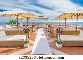 a, מותרות, פלטפורמה, ל, חתונה, ceremony., ב, ה, coast.