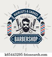 Barbershop Logo with barber pole in vintage style. Vector template Barbershop Logo with barber pole in vintage style. Vector template