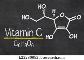 Blackboard with the chemical formula of Vitamin C Blackboard with the chemical formula of Vitamin C