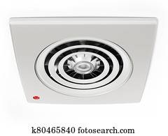 Drop grid ceiling fan isolated on white background. 3D illustration Drop grid ceiling fan isolated on white background. 3D illustration