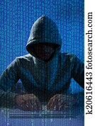 Man Wearing Balaclava Hacking Laptop