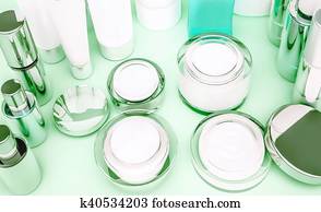 Skin care products on green. Skin care products on green.