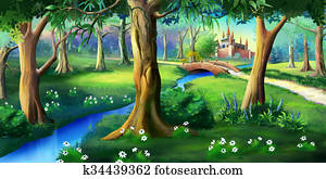 קסם, יער, מסביב, הטירה