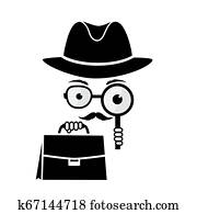 a, mann, in, a, hut, mit, a, vergr??erungsglas, und, a, case., jobsuche, personalvermittlung, concept. a, mann, in, a, hut, mit, a, vergr??erungsglas, und, a, case., jobsuche, personalvermittlung, concept.