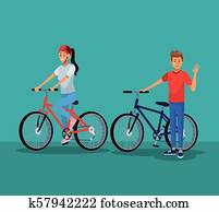 cilvēki, jāšana, bikes