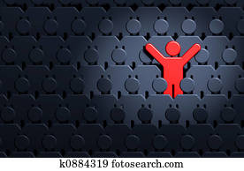 hombres, entre, multitud, de, gente