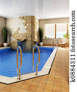 interior of the swimming pool interior of the swimming pool