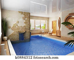 interior of the swimming pool interior of the swimming pool