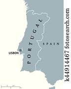 portugal, político, mapa