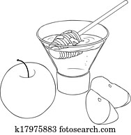 Rosh Hashanah Honey With Apples Coloring Page Rosh Hashanah Honey With Apples Coloring Page