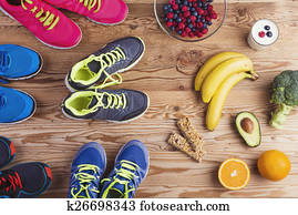 Running shoes on the floor Running shoes on the floor