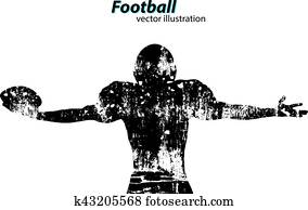 silueta, de, um, futebol, player., Rugby., footballer americano