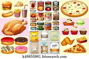 Different types of canned food and desserts Different types of canned food and desserts